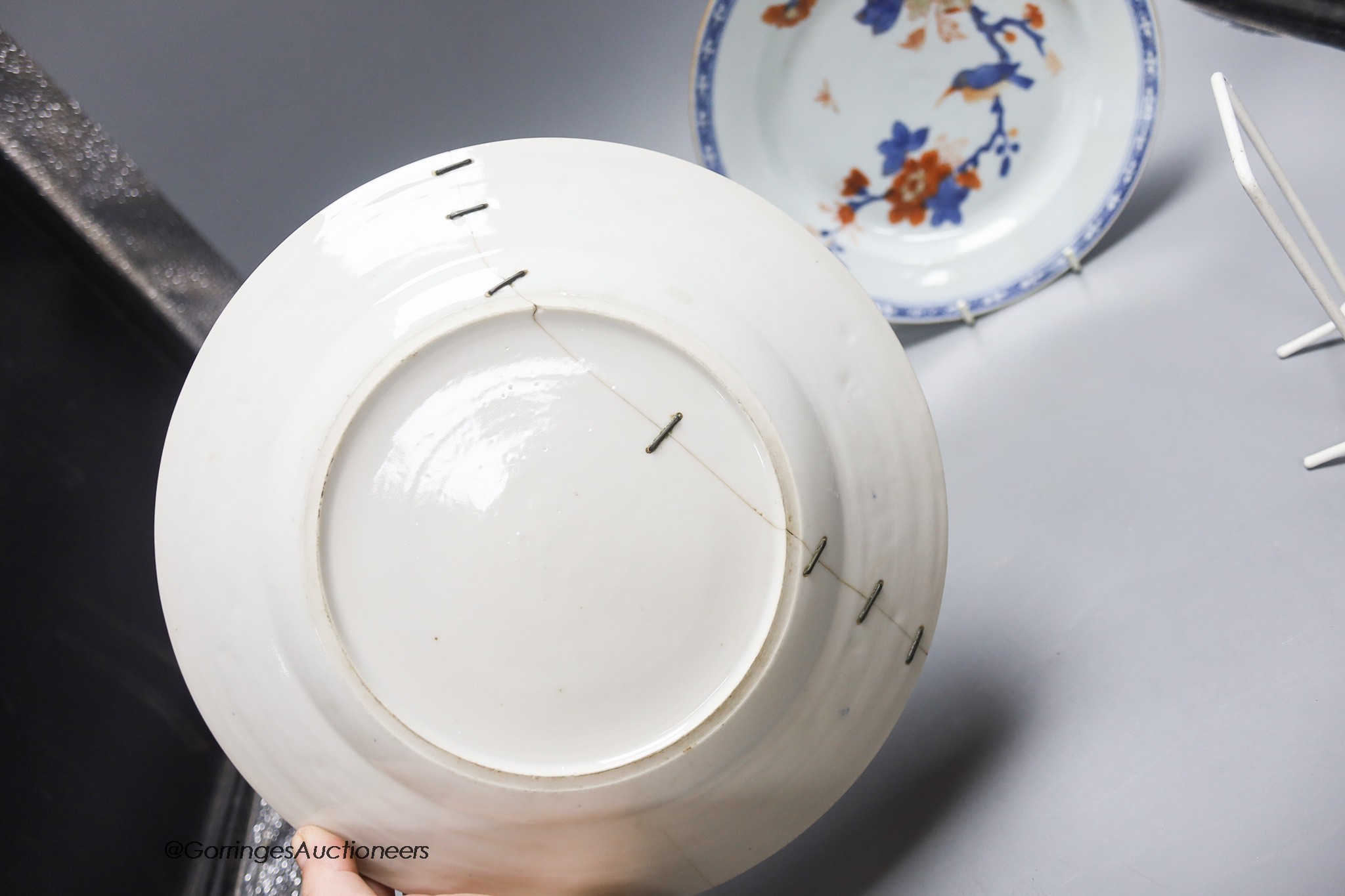 Three Chinese porcelain plates, The largest 24.5 cm